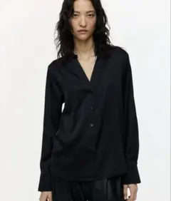 H&M サテンブラウス　ブラック　サイズXL