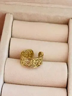 K18美品編み込み透かしゴールドリング 19号 927K2509 2025年最新