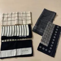 350)メンズハンカチ　バーバリー等　中古5枚セット