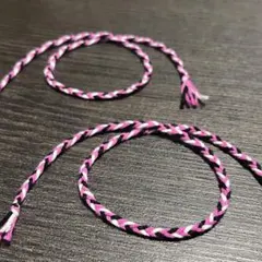 ミサンガ　2つセット　ピンク×黒×白　推しカラー