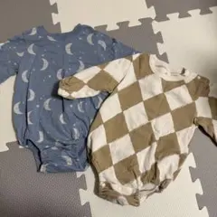 オーガニックコットン長袖ロンパース2点セット