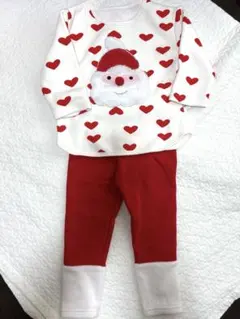 美品　新品未使用　サンタ柄セットアップ　裏起毛