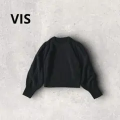 ビス プルオーバーニット ケーブル編み ボリュームスリーブ ハイネック ブラック