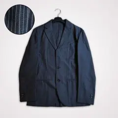 【シルク混】EDIFICE 春夏テーラードジャケット 44 ネイビー ストライプ