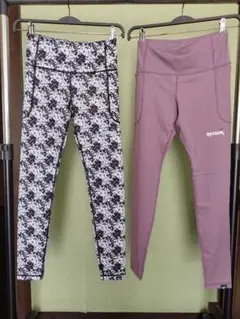 Reebok レギンス 2点セット 黒白×紫