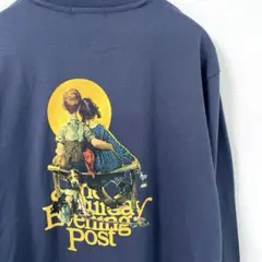 新品 サタデーイブニングポスト サンセット ロゴス ロンT 長袖Tシャツ　ネイビのサムネイル
