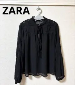 未使用　ZARA シアーブラウス　シースルーシャツ　ブラック　ドット