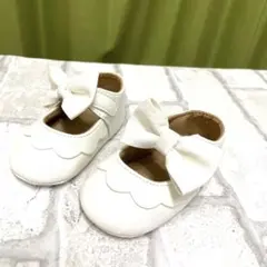 新品　ファーストシューズ　女の子　結婚式　白　リボン　11センチ