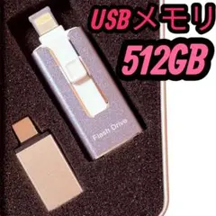 USBメモリ512GB 4in1アプリ不要データ写真保存 容量不足解消 ブルー