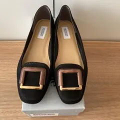 美品！マッキントッシュソロフィー黒 スエード フラットシューズ バックル付き23