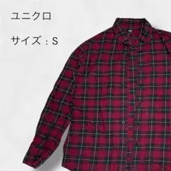ユニクロ ネルシャツ 赤 チェック メンズ S