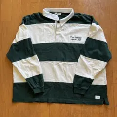 WEGO ラガーシャツ ダークグリーン/ホワイトLサイズ