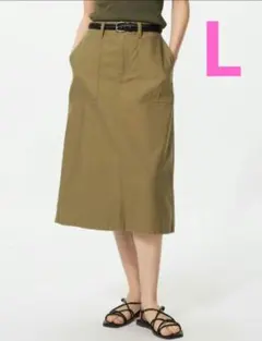 ユニクロ　UNIQLO　コットンミディスカート　Lサイズ　新品のサムネイル