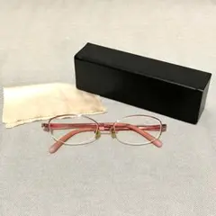 JINS PC ブルーライトカット メタル 度なし ピンク 美品 ケースあり