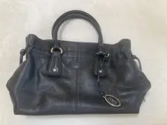 TOD'S ブラック レザー トートバッグ
