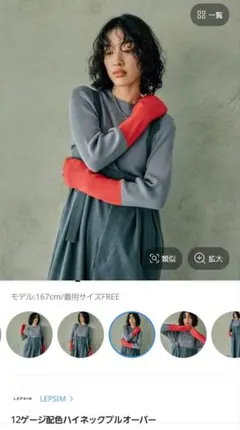 LEPSIM 12ゲージ配色ハイネックプルオーバー