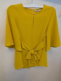ZARA イエロー リボン ブラウス