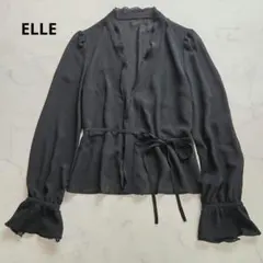 ELLE　エル　シアーフリルカーディガン　ウエストリボン　38　黒　フォーマルのサムネイル