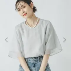 シフォンドッキング7分袖　M ライトグレー