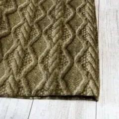 ダブルガーゼ　ブラウン　生地　アランニット柄　ニット柄　おしゃれ