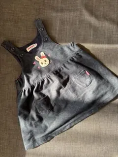 【美品】ミキハウス/うさぎ/デニムワンピース/80