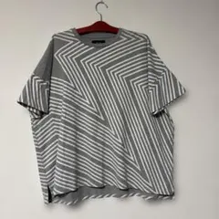 INHERIT（インヘリット）　ゼブラ・ジグザグ幾何学模様総柄　Tシャツ