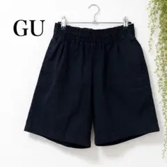 ジーユー ショートパンツ シェフショーツ ウエストゴム ウエスト紐 コットン 黒のサムネイル