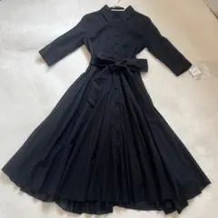 タグ付 FENNEL ロングワンピース フレア 黒 9号 綿100％ 上品 清楚