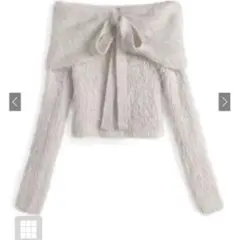 GRL グレイル 2Wayシャギーオフショルダーリボンニットトップス アイボリー