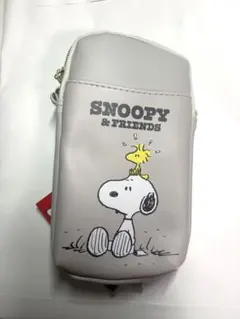 スヌーピー スマートフォンポーチ グレー