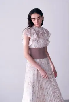 snidel　ウエストリブプリントワンピース ０