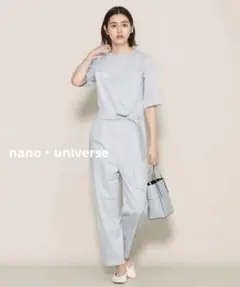 nano・universe◆ニューワンダー ジャンプスーツ 5分袖◆サックス38
