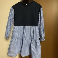 GU ネイビー ストライプ レイヤードワンピース