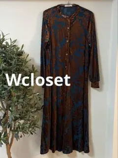 wcloset 青と茶色の花柄 ワンピース