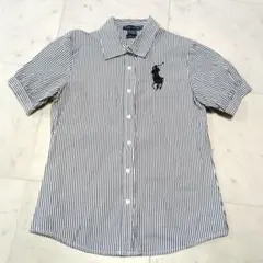 RALPH LAUREN ストライプ コットン パフスリーブ シャツ Ｍ