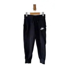 NIKEナイキキッズ長ズボンスウェット黒ロゴ刺繍XS