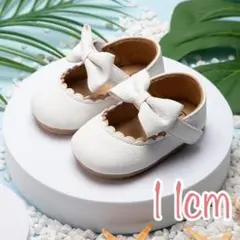 11 白　靴　花　リボン　ファーストシューズ　ベビーシューズ　キッズ　フォーマル