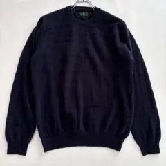 ピュアカシミヤ100% セーター チェック柄 ネイビー フリーサイズ