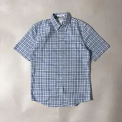 エルエルビーン 半袖ボタンダウンシャツ チェック くすみブルー コットン Sのサムネイル