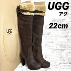 UGG アグ ロングブーツ ファーブーツ スエード ブラウン 22cm
