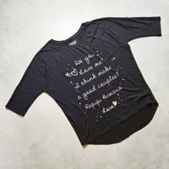 h981H レピピアルマリオ 五分袖Tシャツ ロゴプリント カットソー　M 黒
