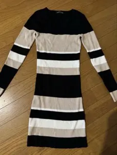 リップサービス　ストライプ ニットロングワンピース 長袖
