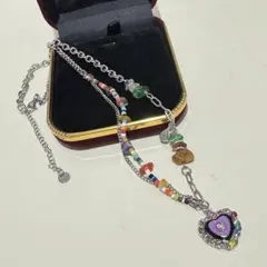 ヴィンテージ デザイン　アクセサリー　ネックレス　カラフル　ストーン　レトロ