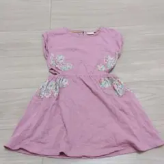 ピンク 花柄刺繍 ノースリーブワンピースのサムネイル