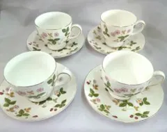 ウェッジウッド ワイルドストロベリー カップ&ソーサー 4客