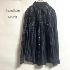 Nota Bene Lサイズ 黒ストライプ パールスナップボタンウエスタンシャツのサムネイル