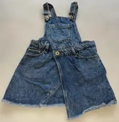 ZARA KIDSデニム ジャンバースカート フリンジヘム 110cm