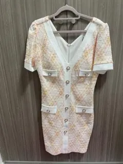 an タイトフィットドレス ホワイトオレンジ 新品M2