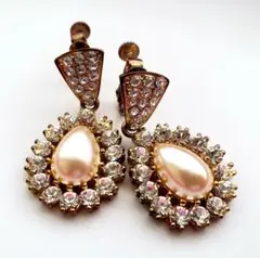 ヴィンテージ風パールクリスタルイヤリング