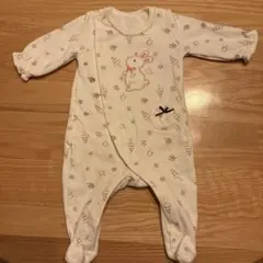 60-70【秋冬】【クリスマス】うさぎ柄 ロンパース カバーオール